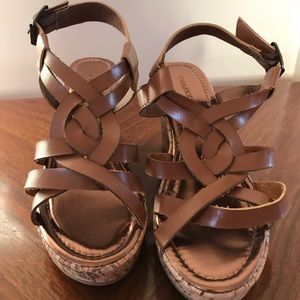Brown wedge cork espadrille sandals Never worn!